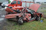 Wypadek w Łabuńkach: opel zderzył się z ciężarówką